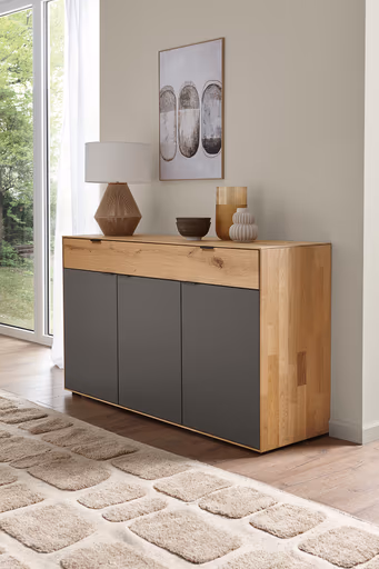 Sideboard Tucson - Korpus Wildeiche, Front Lack Anthrazit