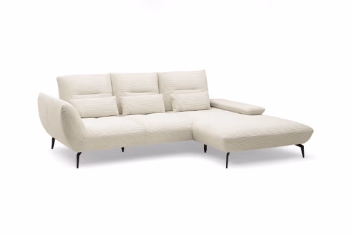 Ecksofa PAYTON - 2-Sitzer, Ecke rechts inkl. Rückenneigung, Armteilverstellung, Stoff, Creme