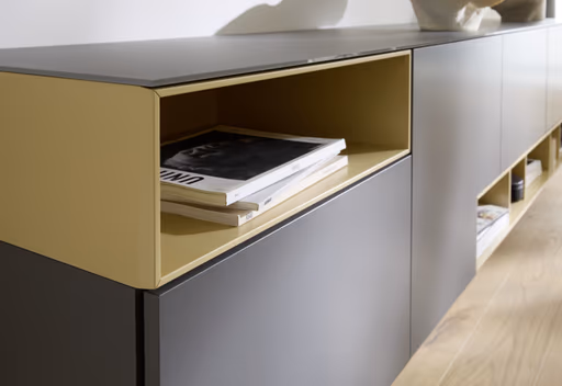 Sideboard 3900 - BHT ca. 260x55x45 cm, Lack, Steingrau