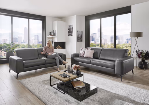 Sofa - 3-Sitzer, Kopfteil verstellbar, Stoff, Graphit