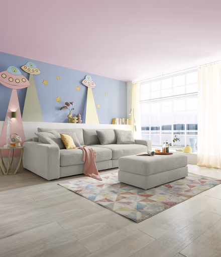 Hocker JOVIN - Stoff, Hellgrau