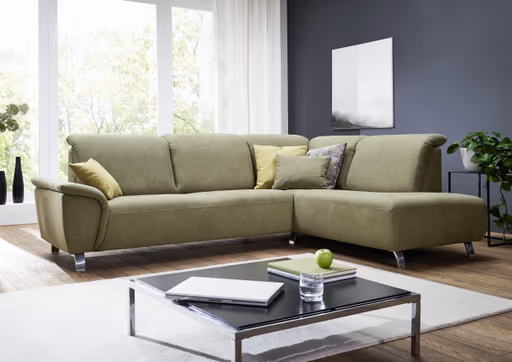 Ecksofa - 2-Sitzer mit Ecke rechts, Stoff, Olive