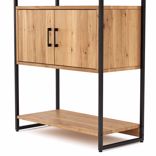 Regal Farmingdale - mit Holztür, Eiche massiv, natur geölt