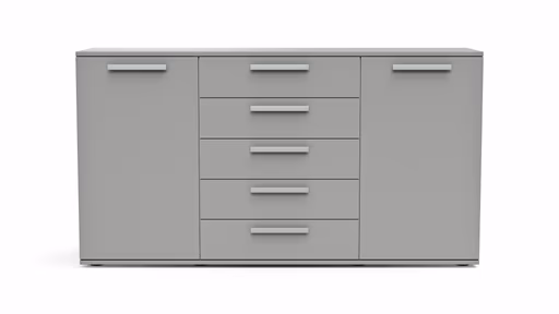 Kommode Viana - Holzwerkstoff, Steingrau