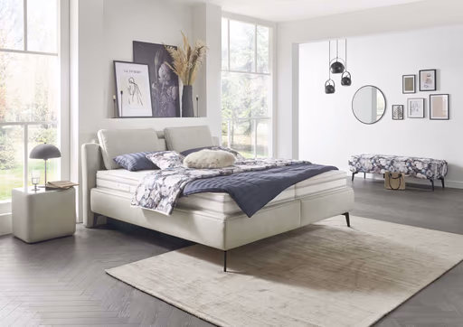 Polsterbett - Liegefläche ca. 180x200 cm, Stoff, Silbergrau