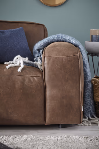 Ecksofa Denver - Longchair links mit 2,5-Sitzer, Leder, Braun