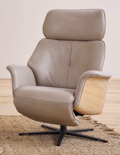 Fernsehsessel EM Füssen - Relaxfunktion teilmotorisch, Leder, braun