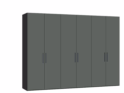 Drehtürenschrank JOIN IT- B ca. 303 cm., Schwarz, Glas, Graugrün