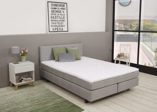 Boxspringbett- Liegefläche ca. 120x200 cm, Stoff, Grau