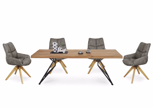 Armlehnstuhl MATTEA - drehbar, Stoff, Braun