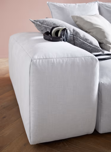 Ecksofa Palazzina - Longchair links, 1,5-sitzer, Stoff, Hellgrau