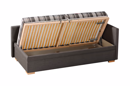 Einzelliege - mit Bettkasten, Stoff, Karo