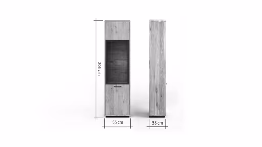 Vitrine Savannah - Anschlag rechts, Wildeiche massiv, natur geölt