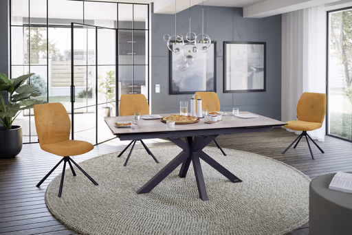 Stuhl MANOA - drehbar, Stoff, Senfgelb