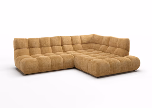 Ecksofa - 2-Sitzer mit Ecke rechts, Stoff, Goldfarben