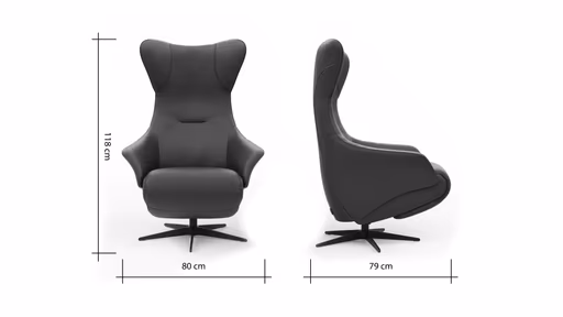 Relaxsessel Follina - Relaxfunktion (motorisch), Leder, Stoff, Grau