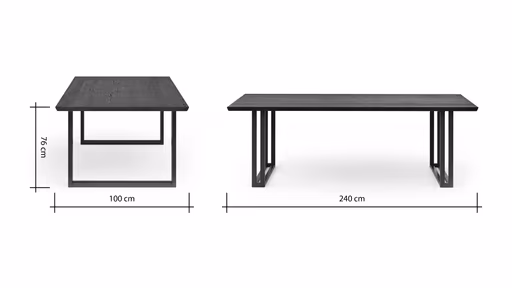 Esstisch Clifton - BL ca. 100x240 cm, Zerreiche massiv, Smoke