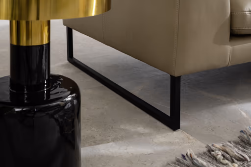 Sofa Helmi - 3-Sitzer, Leder, Cappuccino, Metallkufe