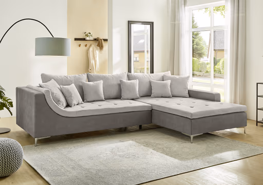 Ecksofa - 2,5-Sitzer, Ecke rechts, Stoff, Dunkelgrau