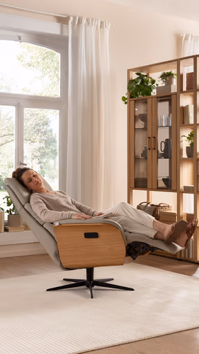 Relaxsessel Amila - Größe L, inkl. 4-motorischer Relaxfunktion und Aufstehhilfe, Leder, Silbergrau