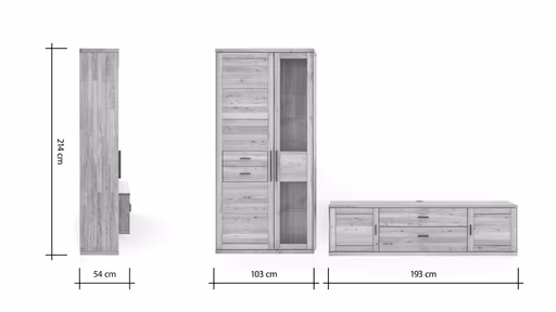 Wohnwand Faro 6.0 -  Wildeiche massiv, geölt