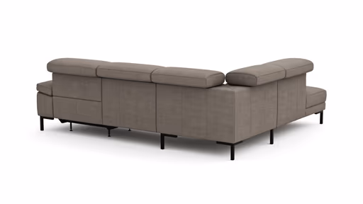 Ecksofa Hudson - Ecke links mit 2,5-Sitzer, inkl. Kopfteil/Armlehne verstellbar und Sitzvorzug/Relaxfunktion (motorisch), Stoff, Khaki