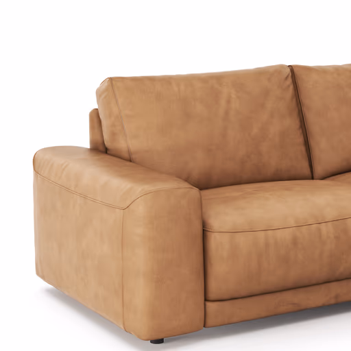 Ecksofa Balok - 2,5-Sitzer mit Longchair groß rechts, Leder, Cognac