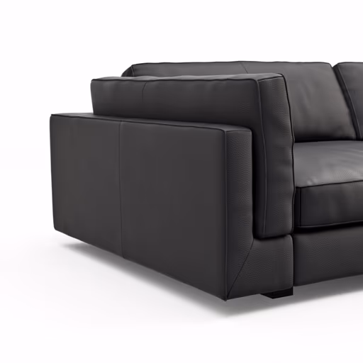 Sofa Aprino 3 - 4-Sitzer XXL, Dickleder, schwarz, Armlehne Kissen
