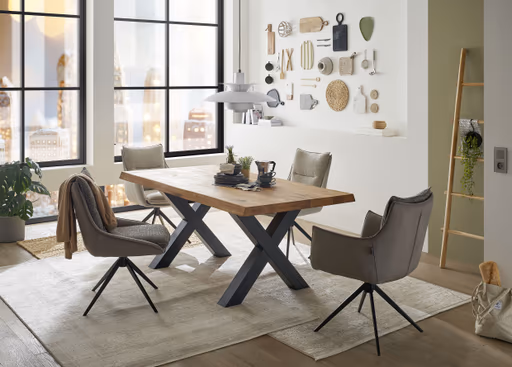 Stuhl MANDY - drehbar, Stoff, Graubeige