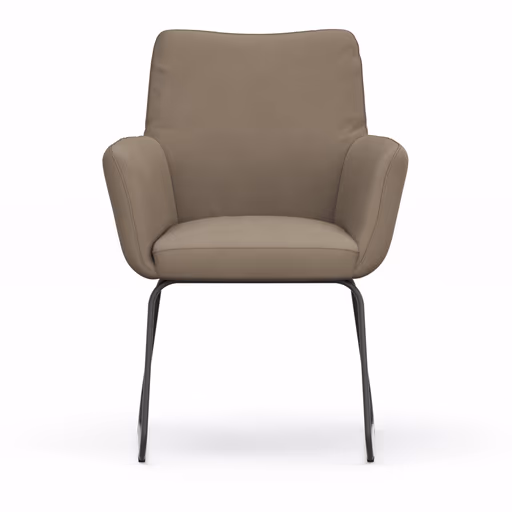 Armlehnstuhl Nashville - Leder, Taupe