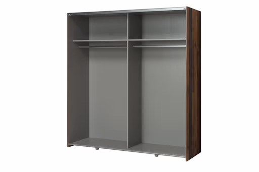 Schwebetürenschrank FRITZO - B. ca. 170 cm, Vintage Holz Dekor, Betonoptik Dunkelgrau