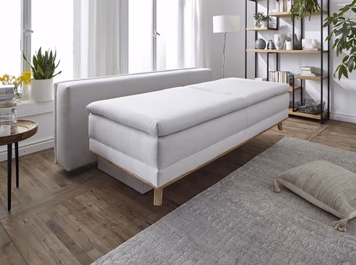 Sofa Lakeville2 - 2-Sitzer inkl. Schlaffunktion mit Bettkasten, Stoff, Natur