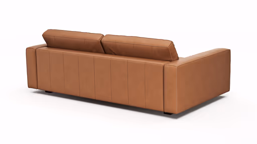 Sofa Aprino 2 - 3,5-Sitzer XL, Dickleder, Cognac, Armlehne Block schmal