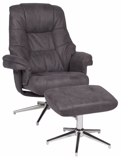 Relaxsessel mit Hocker - drehbar, Relaxfunktion, Microfaser, Anthrazit