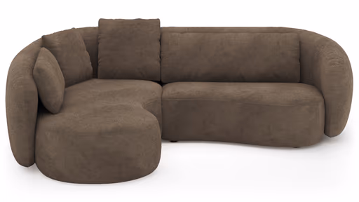 Ecksofa Karasu - Ottomane links mit 3-Sitzer rechts, Stoff, Taupe