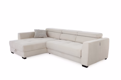 Ecksofa - 2-Sitzer, Ecke rechts, Stoff, Beige