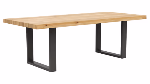 Esstisch Clifton - LB ca. 220x100 cm, Wildeiche massiv, Schwarz verfüllt