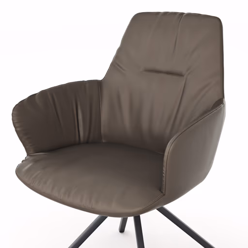 Armlehnstuhl Pegara - Leder, Dunkelbraun