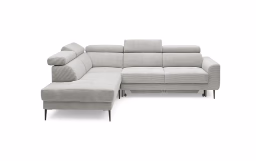 Ecksofa CHARIS - Ecke links, 2-Sitzer inkl. Schlaffunktion und Bettkasten, Microfaser, Silbergrau