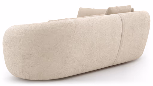 Ecksofa Karasu - Ottomane links mit 3-Sitzer rechts, Stoff, Natur
