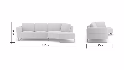 Ecksofa Leona - 2,5-Sitzer mit Ecke rechts, Stoff, Creme