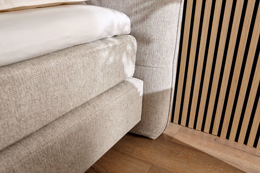 Boxspringbett Alpin - Liegefläche ca. 180x200 cm, Stoff, Graubeige