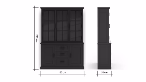 Buffetschrank Litchfield Metal - Graphit, Non-Antique / Metal, Black