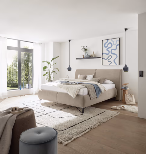 Polsterbett EM Mirano -  mit Matratze, Liegefläche ca. 180x200 cm, Stoff, Braun