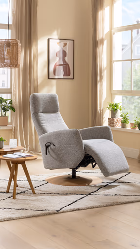 TV-Sessel Almyra - Größe M3, 2-motorisch, Stoff, Silbergrau