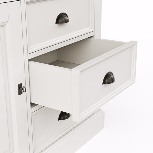 Highboard Louisiana - teilmassiv, Weiß