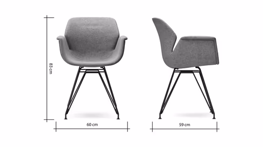 Armlehnstuhl Tooon - Stoff Lagune, Gestell Metall, Schwarz