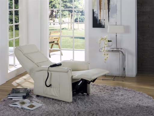 Fernsehsessel EM Mainz - Relaxfunktion 2-motorisch, Leder, beige