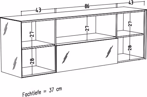 Lowboard - B ca. 181 cm, Goldgelb