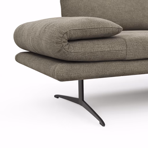 Ecksofa Lucero - 2-Sitzer mit Longchair rechts, Stoff, Olivgrün